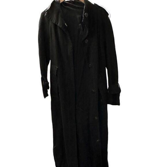 Designer made in Italy leather trimmed long coat size S - Picture 13 of 13